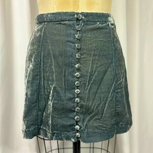 Urban Outfitters Metallic Gray velvet Button Front Mini Skirt Small